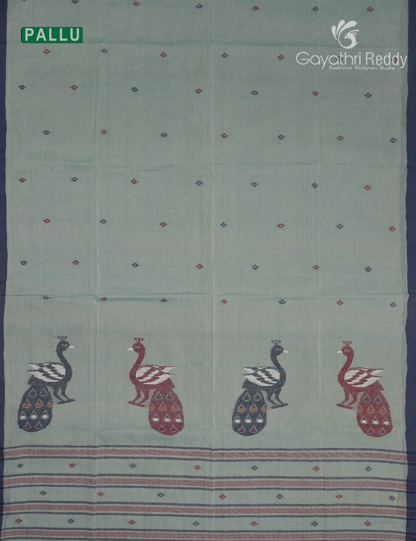Jamdani Cotton Saree in Sage Green