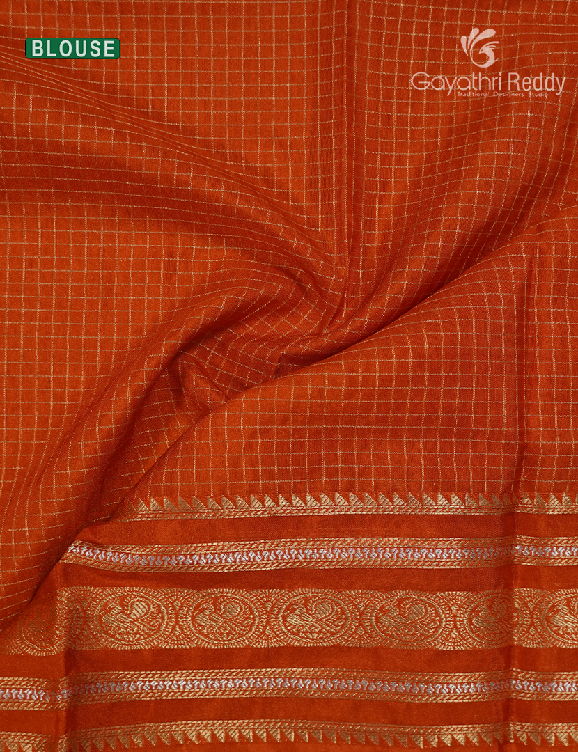 Semi Mysore Crepe Saree in Cream and Orange