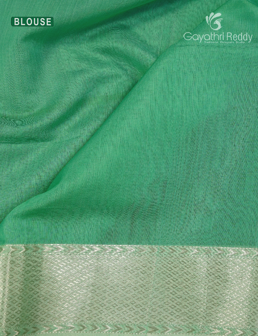 Pure Chanderi Sico Saree in Sea Green