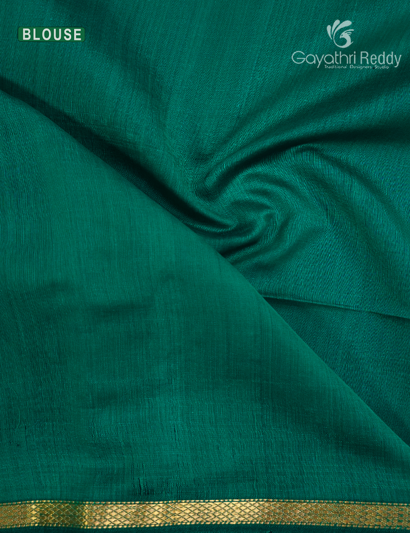 Pure Chanderi Sico Saree in Deep Rama Green