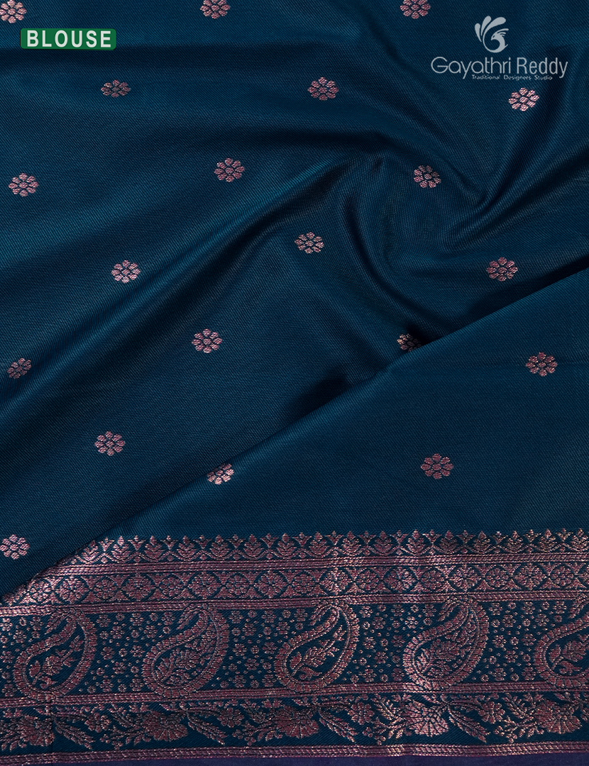Semi Kanchipuram Art Silk Saree in Navy Blue