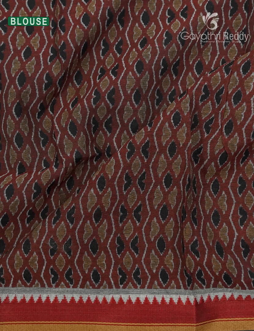 Vidharbha Cotton Saree in Rust and Black