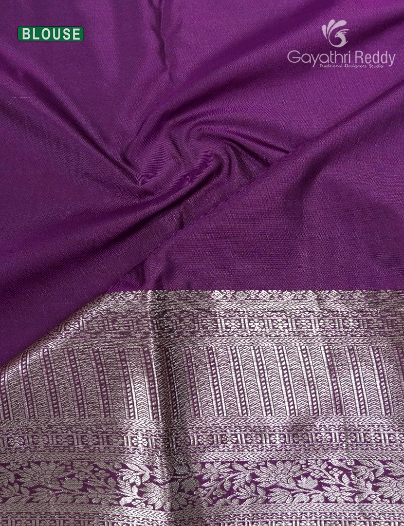 Semi Kanchipuram Silk Saree in Deep Purple