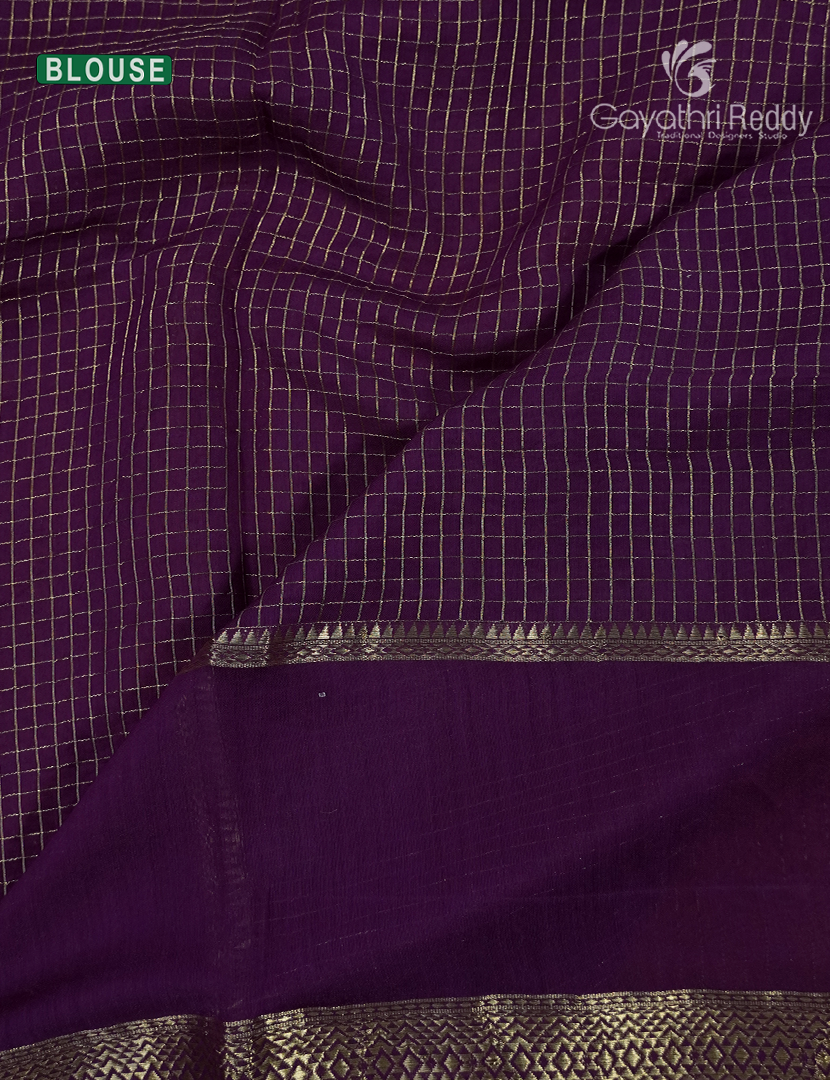Semi Mysore Crepe Saree in Orange and Deep Violet
