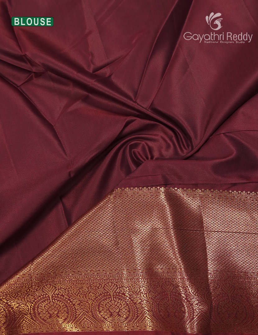 Semi Kanchipuram Silk Saree in Deep Maroon