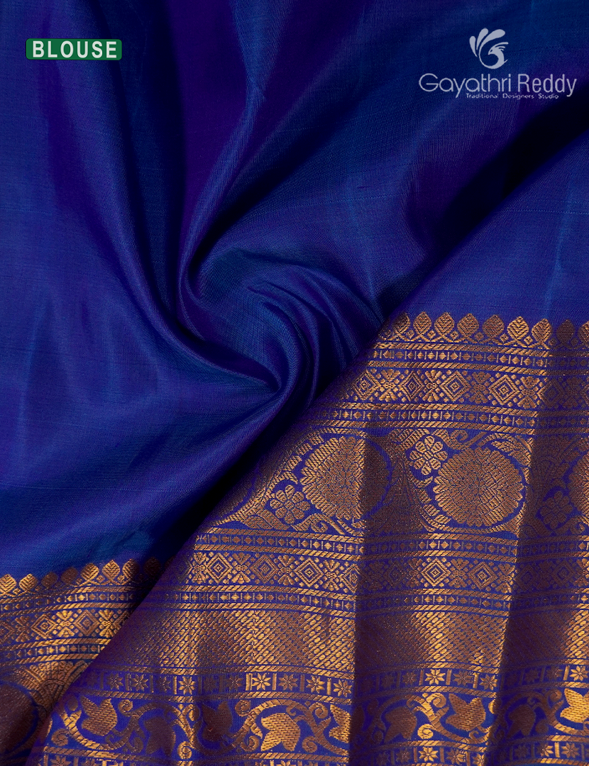 Pure Gadwal Silk Saree in Purple and Blue