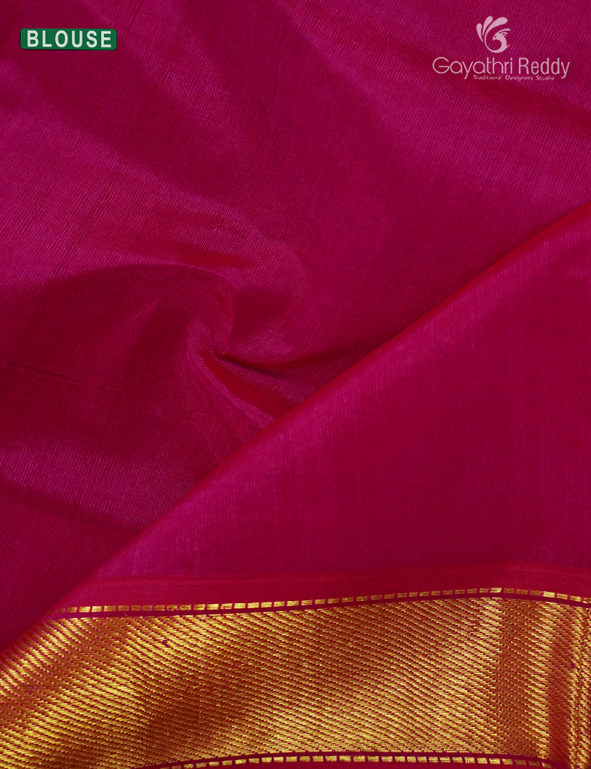 Pure Arani Sico Saree in Parrot Green and Rani Pink