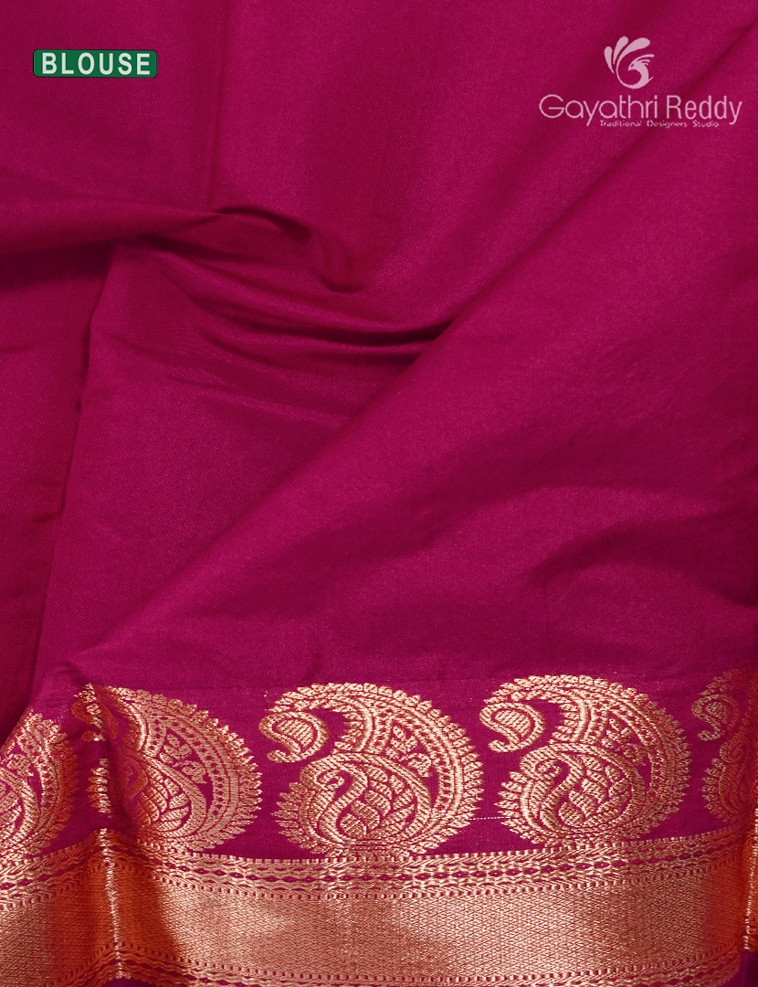 Pure Kanchi Sico Saree in Beige and Rani Pink