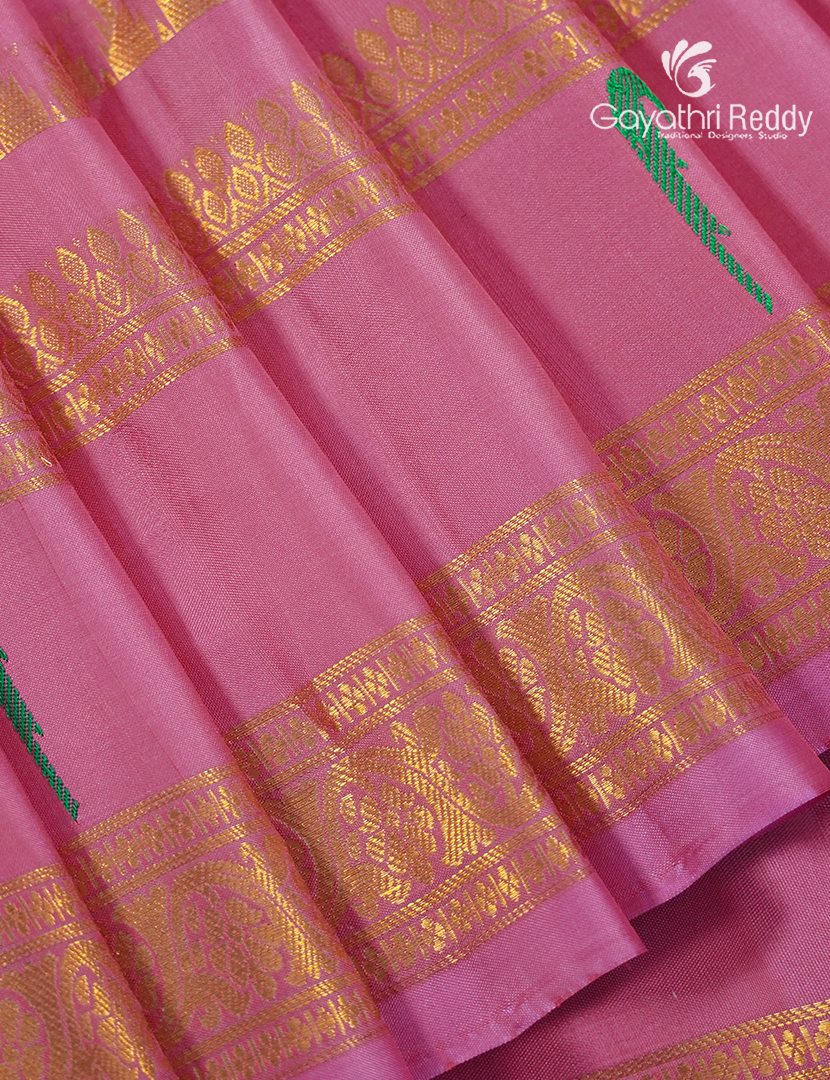 Pure Gadwal Silk Saree in Baby Pink