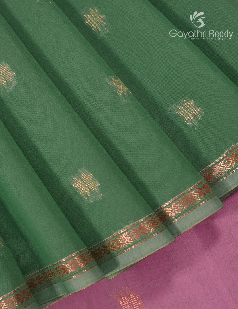 Kanchipuram Sico Saree in Sea Green and Baby Pink