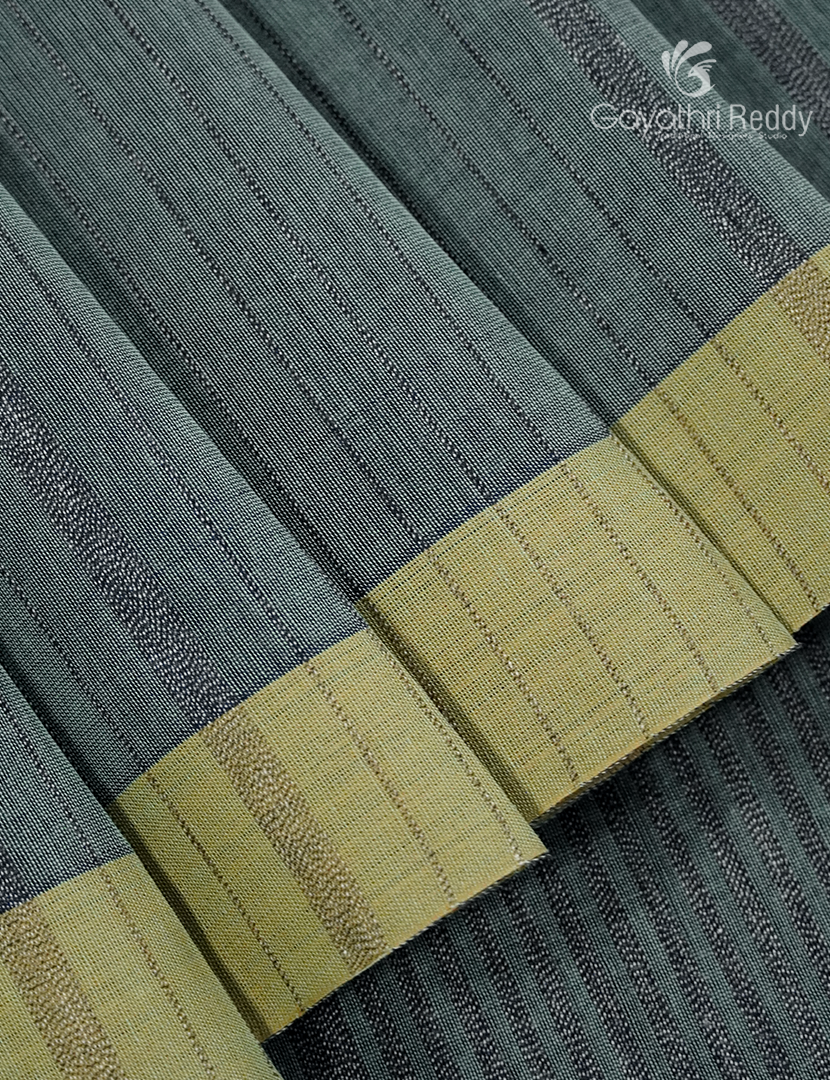 Pure Handloom Cotton Saree in Denim Grey