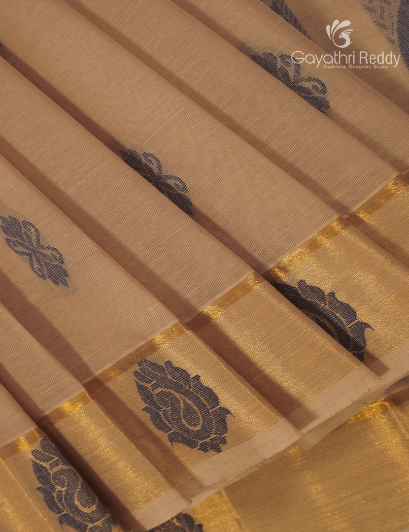 Pure Kanchi Cotton Saree in Beige