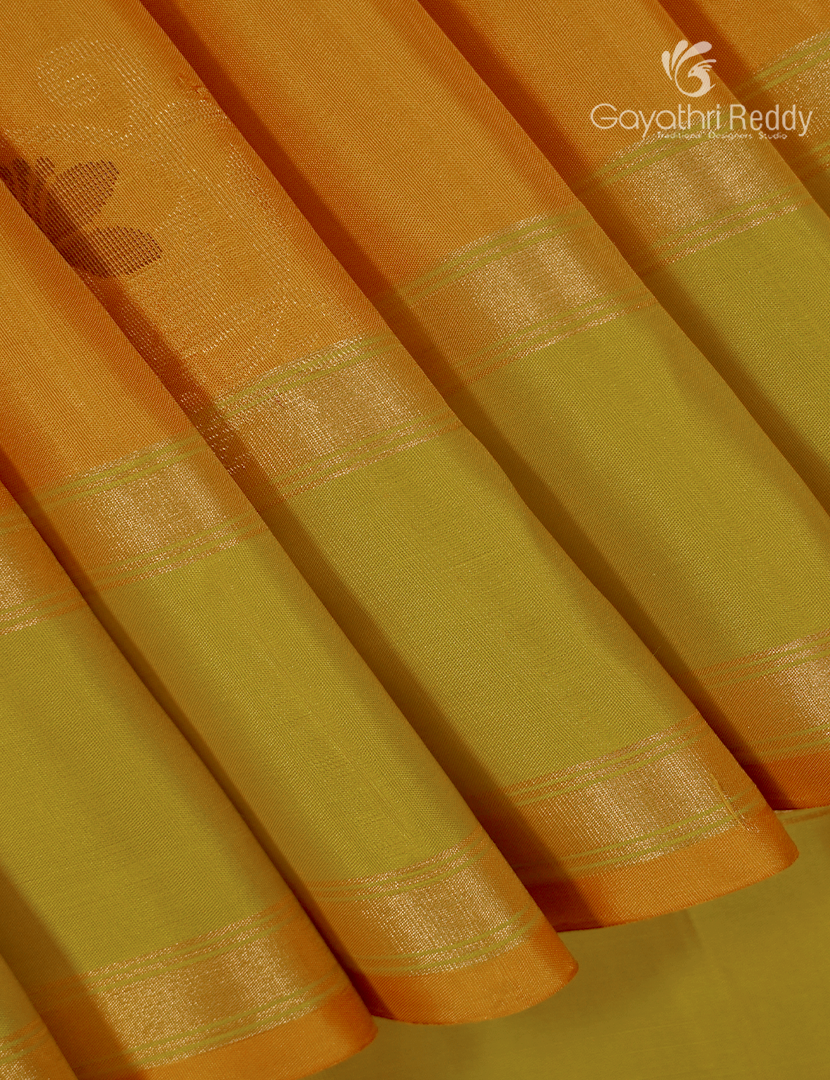 Pure Kanchipuram Soft Silk Saree in Yellow and Green
