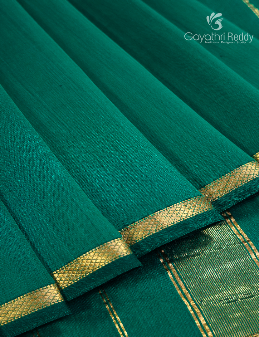 Pure Chanderi Sico Saree in Deep Rama Green