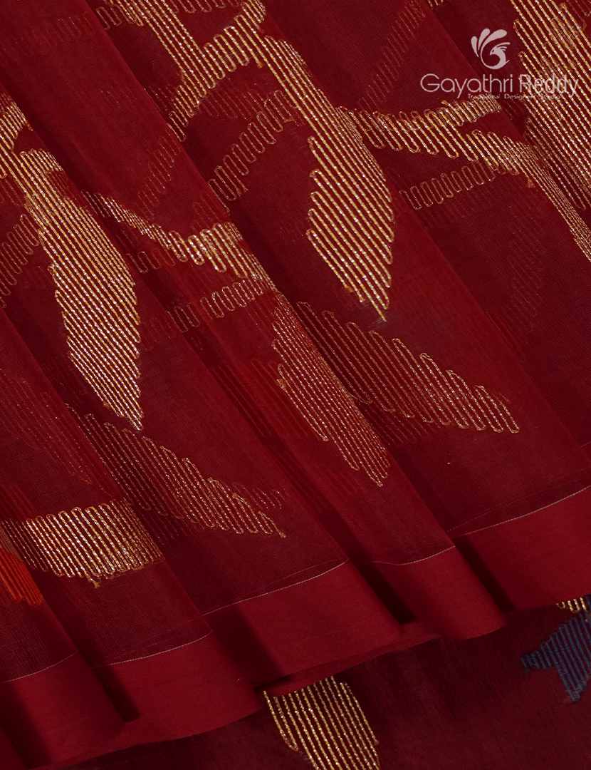 Pure Jamdani Kora Saree in Bridal Red
