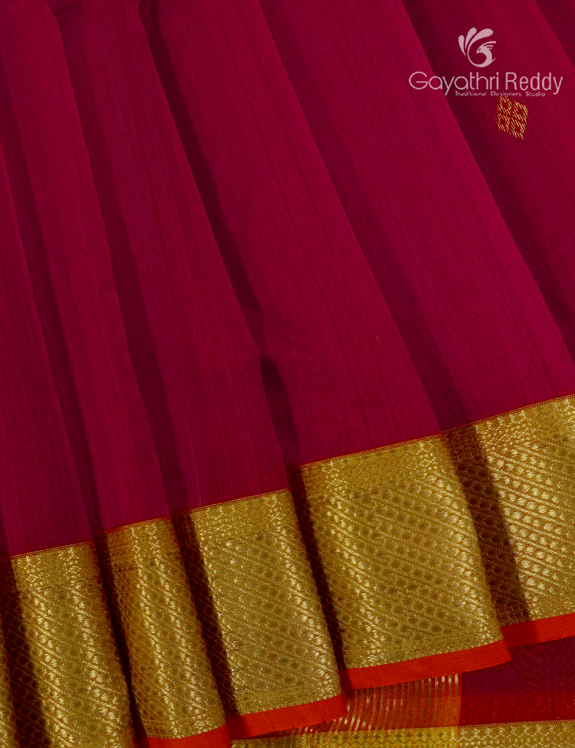 Pure Chanderi Sico Saree in Maroon Red