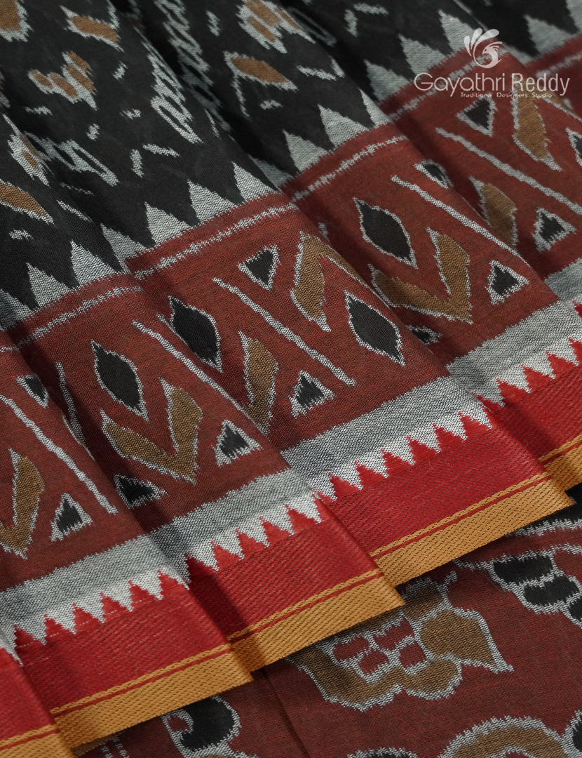 Vidharbha Cotton Saree in Rust and Black