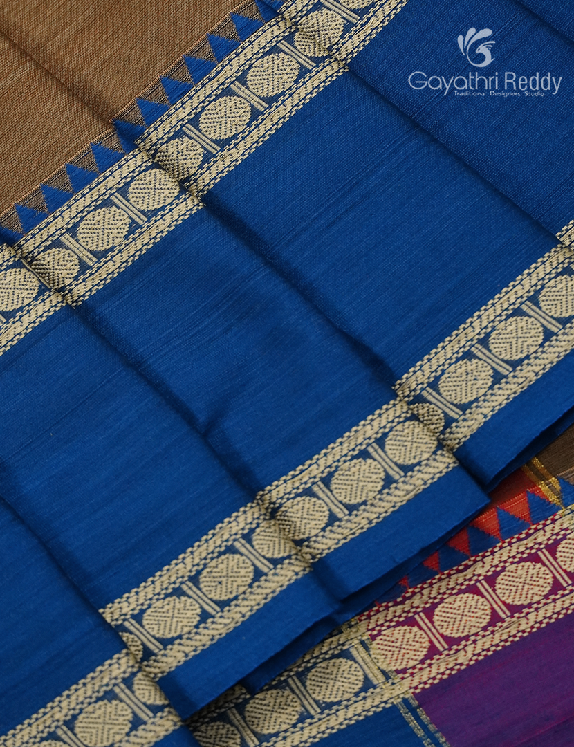 Pure Narayanpet Cotton Saree in Dry Mehendi