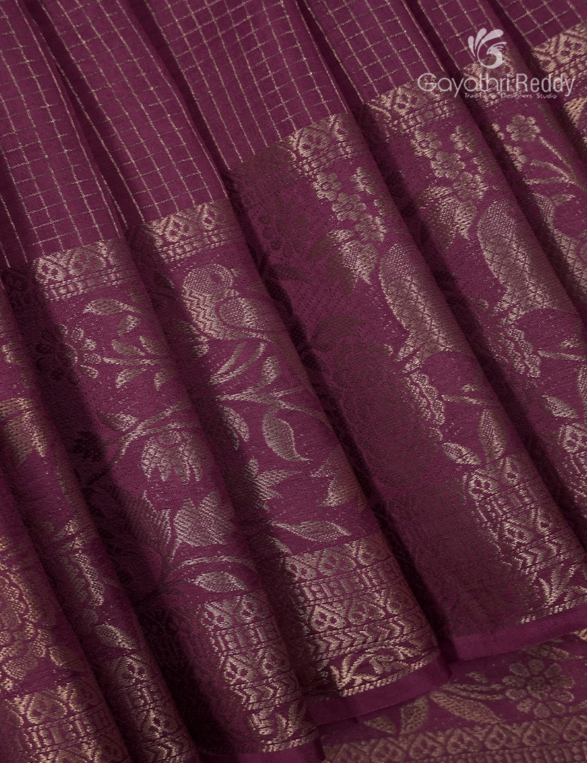 Semi Mysore Crepe Saree in Burgundy