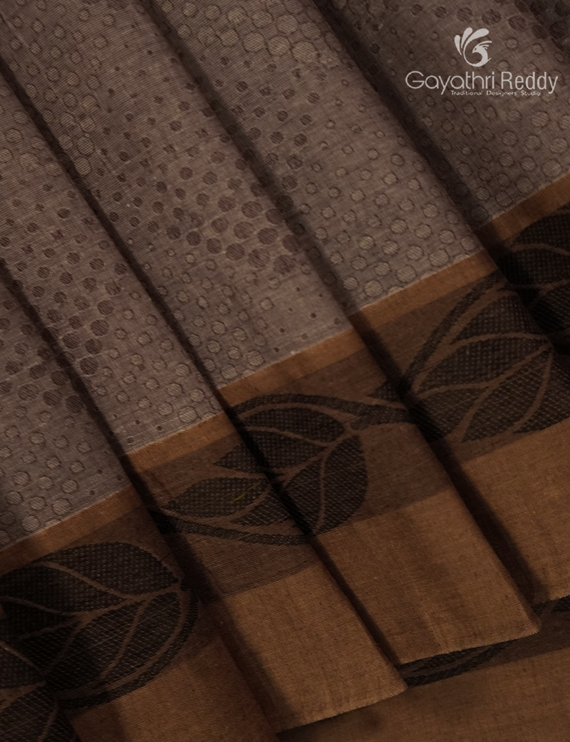 Pure Kanchi Cotton Saree in Dusty Grey