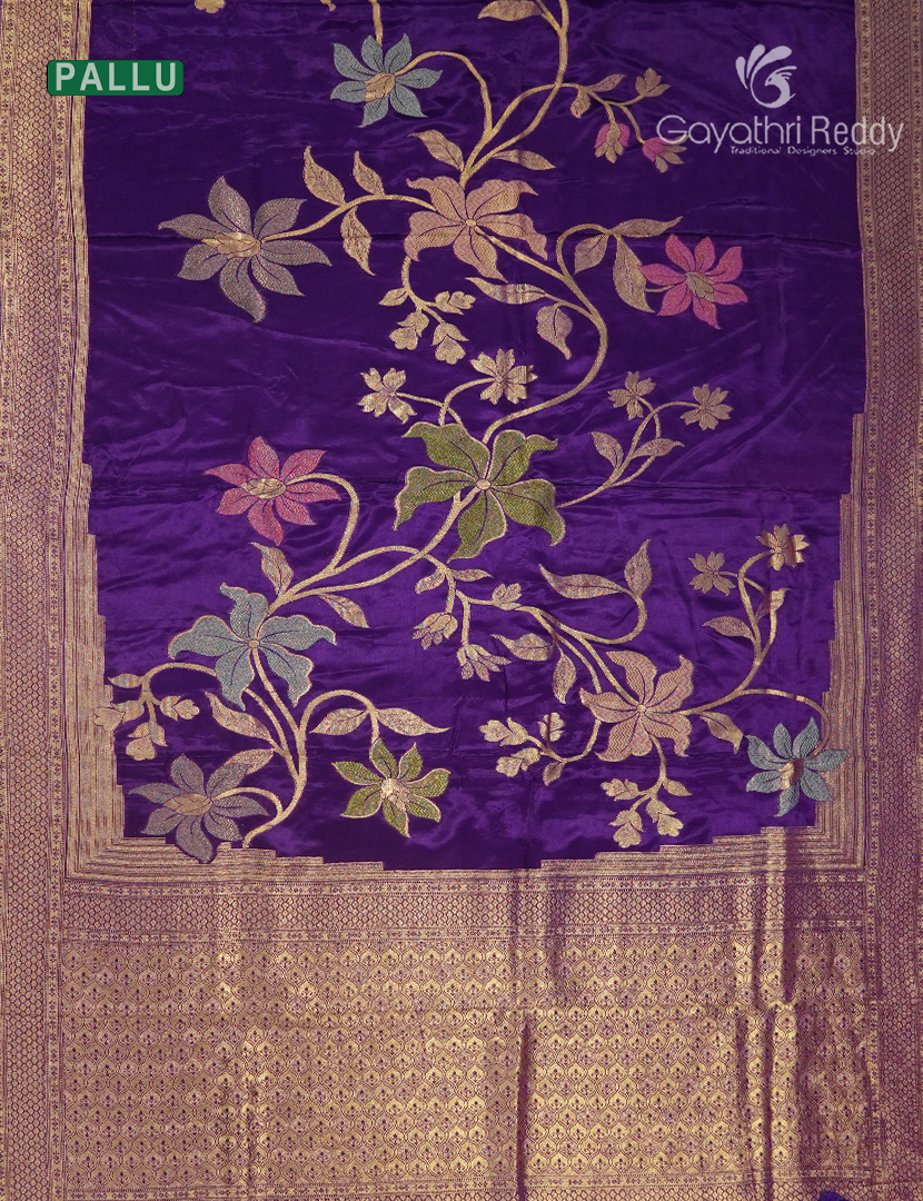Pure Satin Silk Saree in Purple