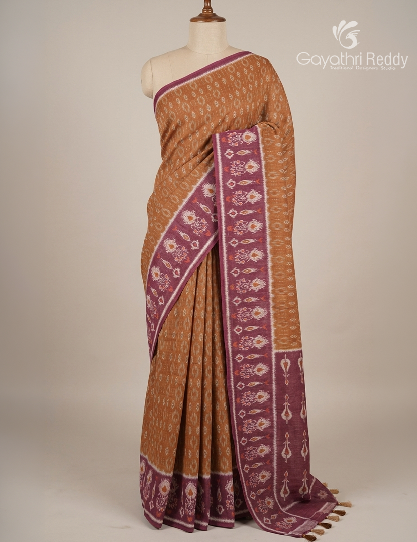 Linen Cotton Saree in Mustard