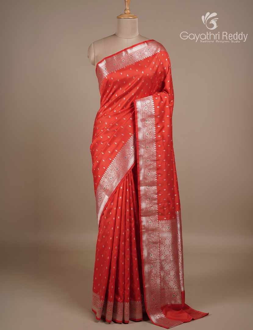 Semi Banaras Katan Silk Saree in Red