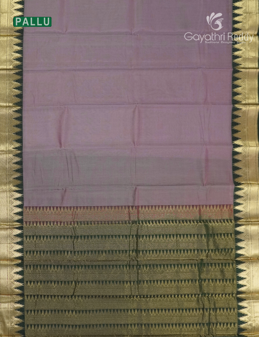 Pure Kanchipuram Sico Saree in Pastel Lilac Lavender and Black