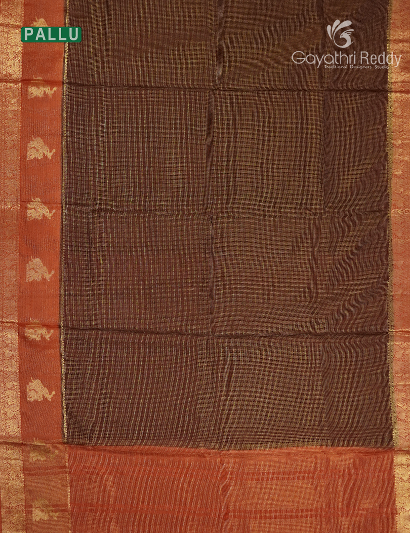 Semi Mysore Silk Saree in Deep Brown and Burnt Orange