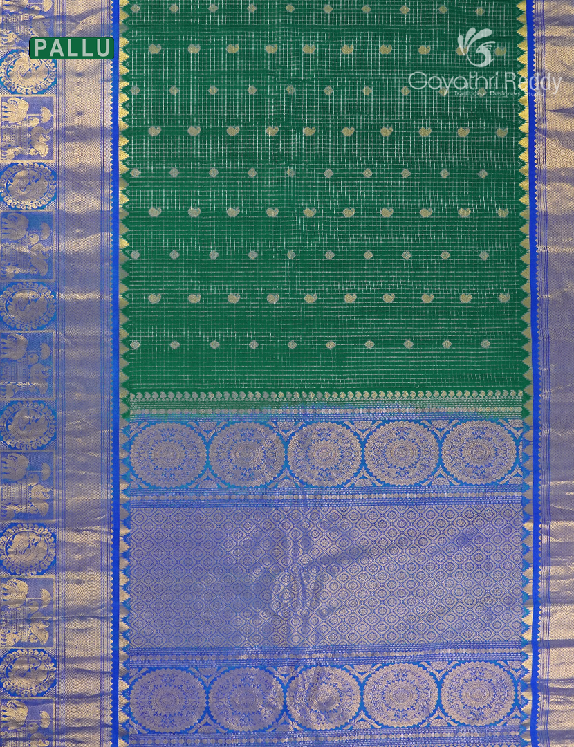 Pure Gadwal Silk Saree in Mango Green and Blue