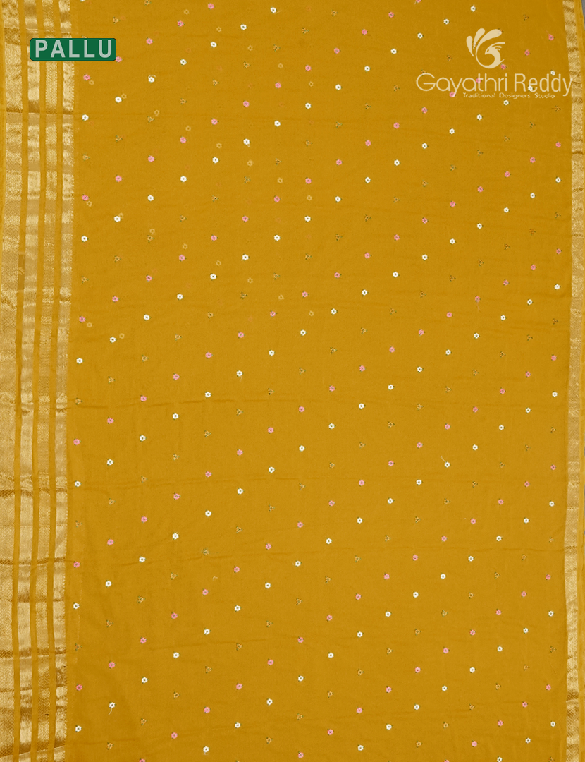 Chiffon Saree in Mustard