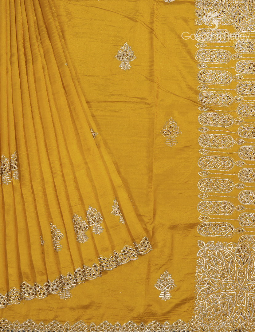 Semi Dupion Silk Saree  in Yellow