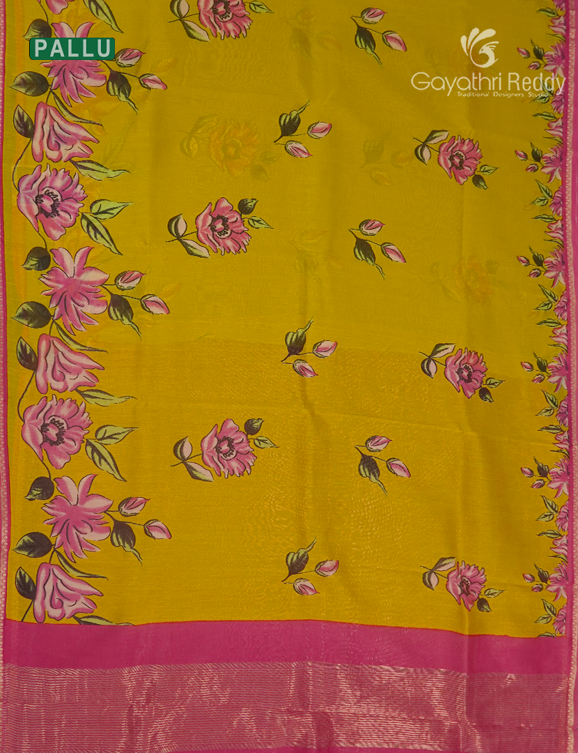 Pure Maheshwari Silk Saree in Yellow