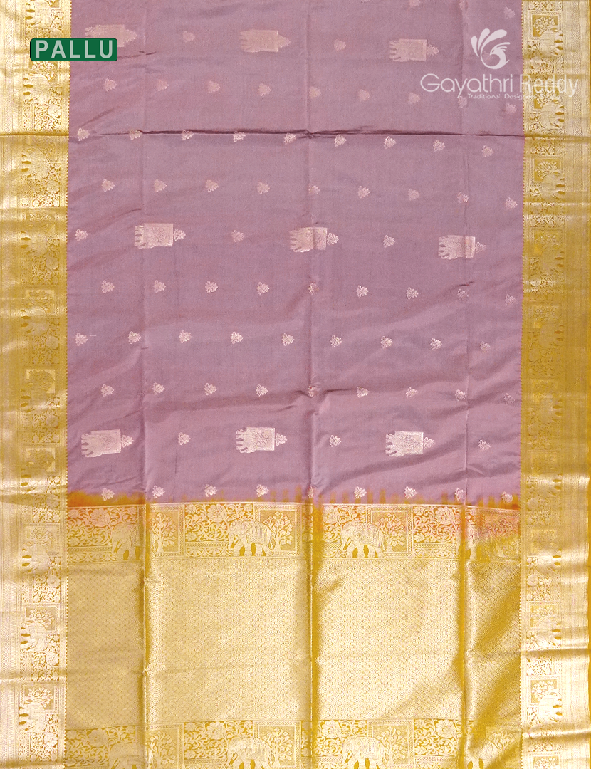Soft Silk Saree in Mauve Pink and Mustard