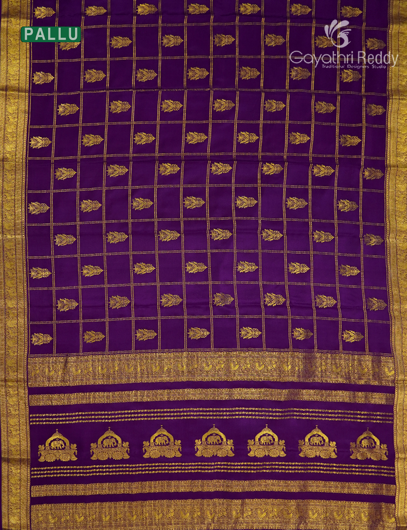 Pure Mysore Silk Saree in Deep Violet