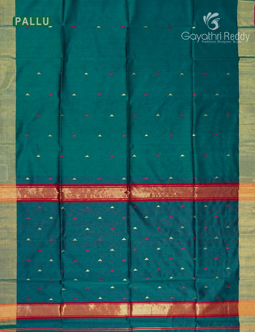 Pure Chanderi Sico Saree in Deep Peacock Green