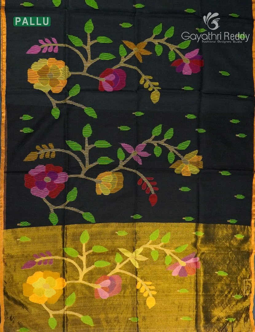 Pure Jamdani Kora Saree in Black