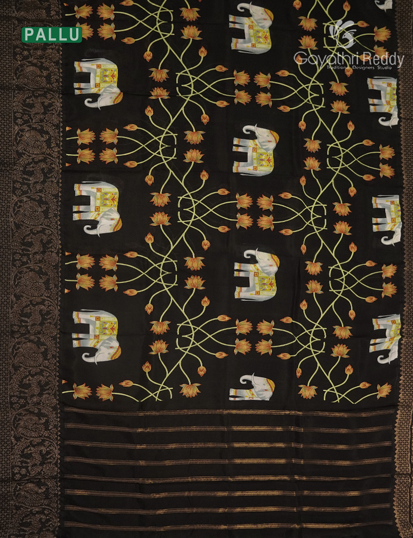 Semi Kanchipuram Art Silk Saree in Black
