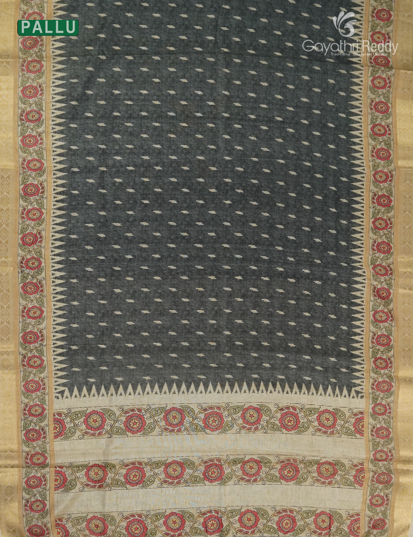 Pure Linen Saree in Ash Grey