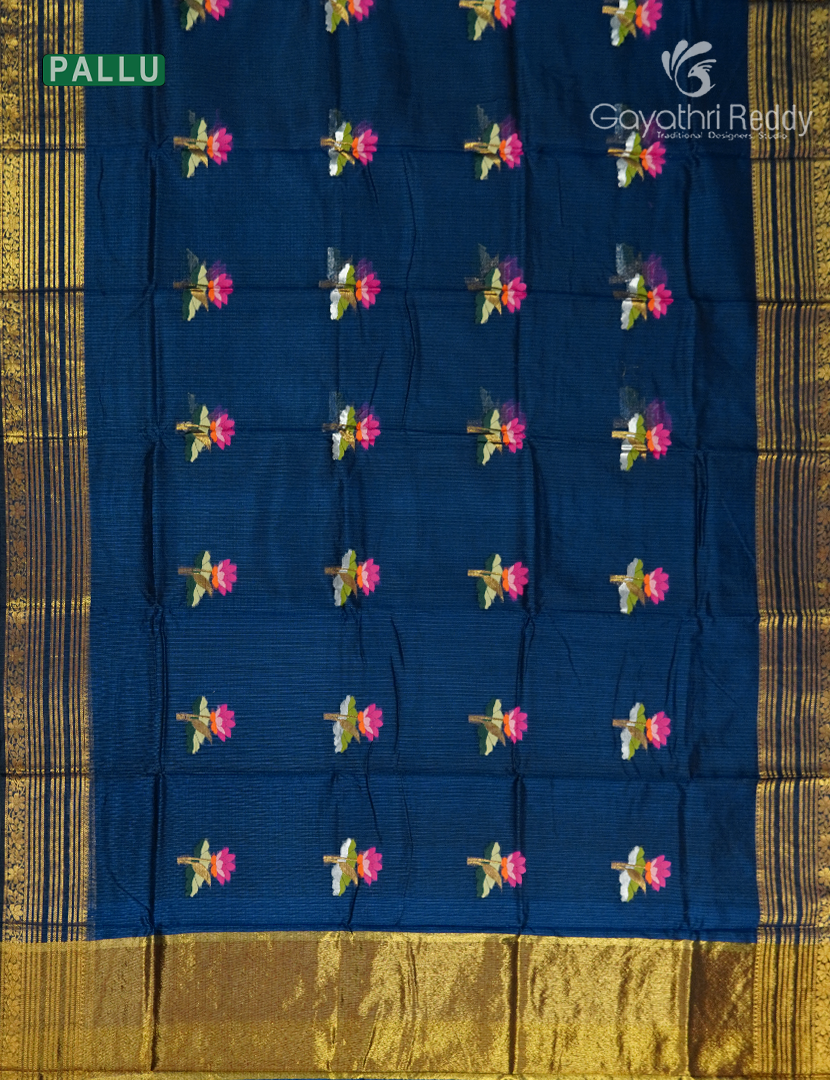 Pure Silk Kota Saree in Deep Peacock Blue
