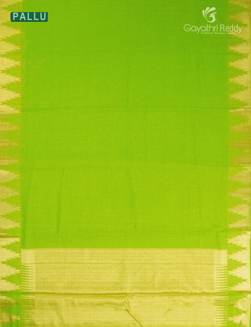 Semi Tussar Saree in Parrot Green