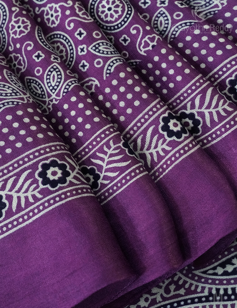 MODAL AJRAKH PRINT SAREE-PMS89
