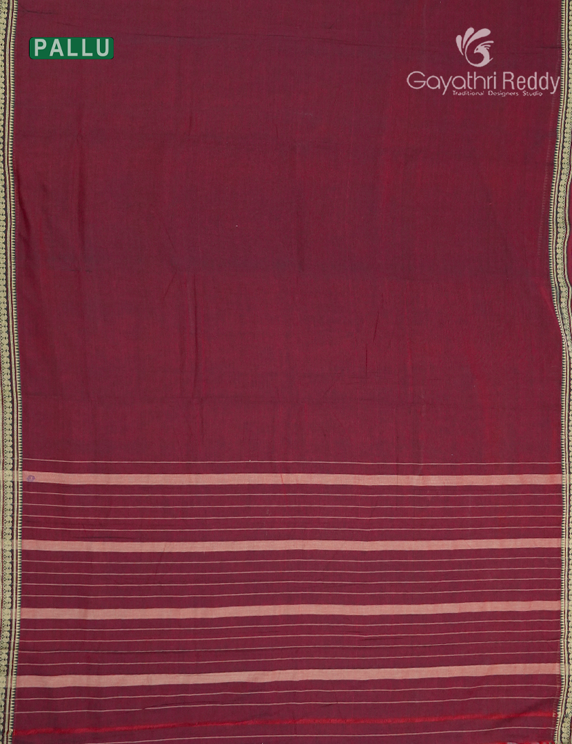 Pure Narayanpet Cotton Saree in Deep Maroon