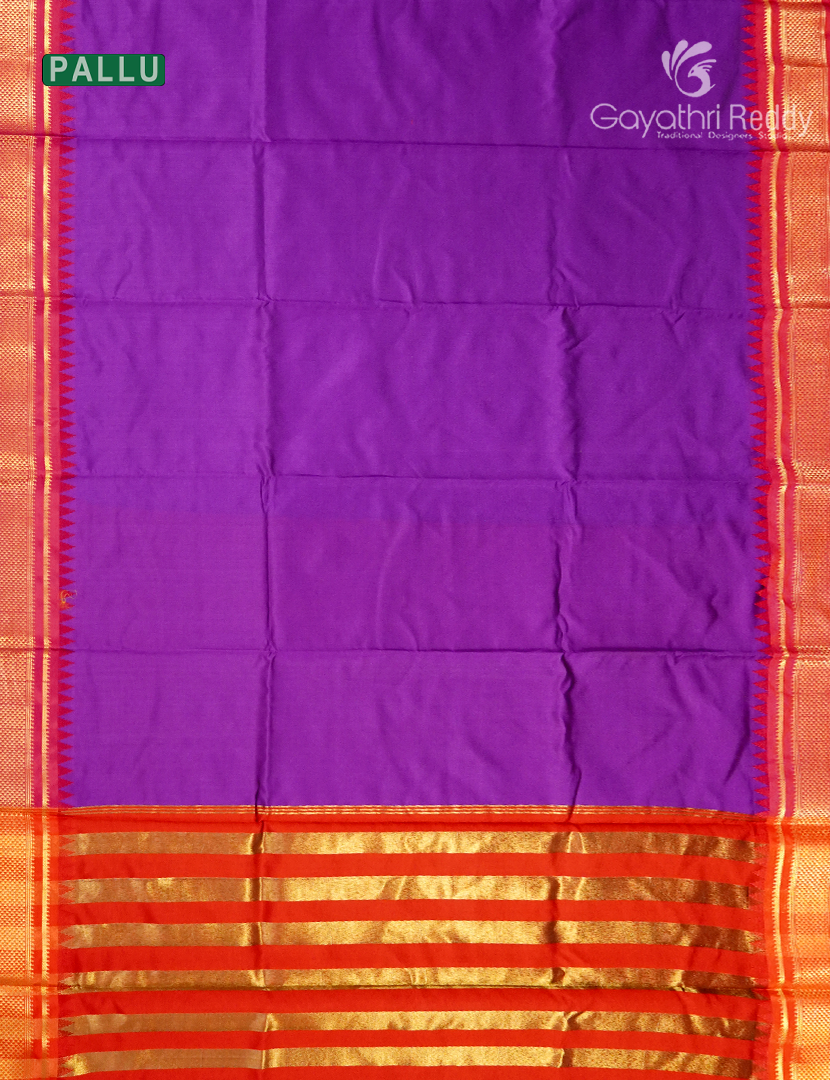 Semi Kanchipuram Art Silk Saree in Violet and Red