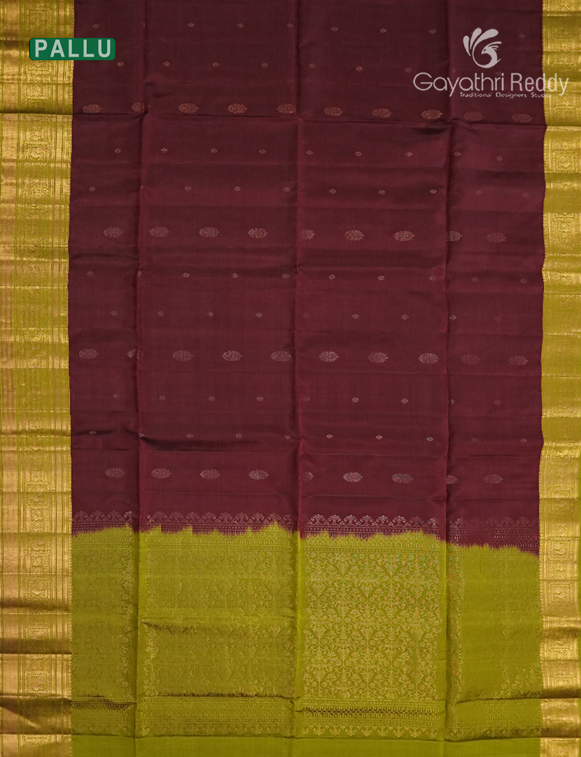 Pure Kanchipuram Soft Silk Saree in Maroon and Lime Green