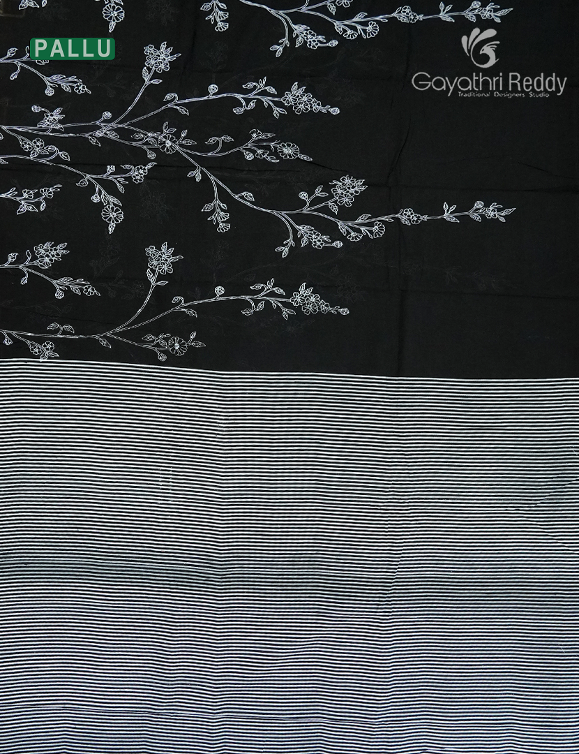 Pure MulMul Cotton Saree in Black and White