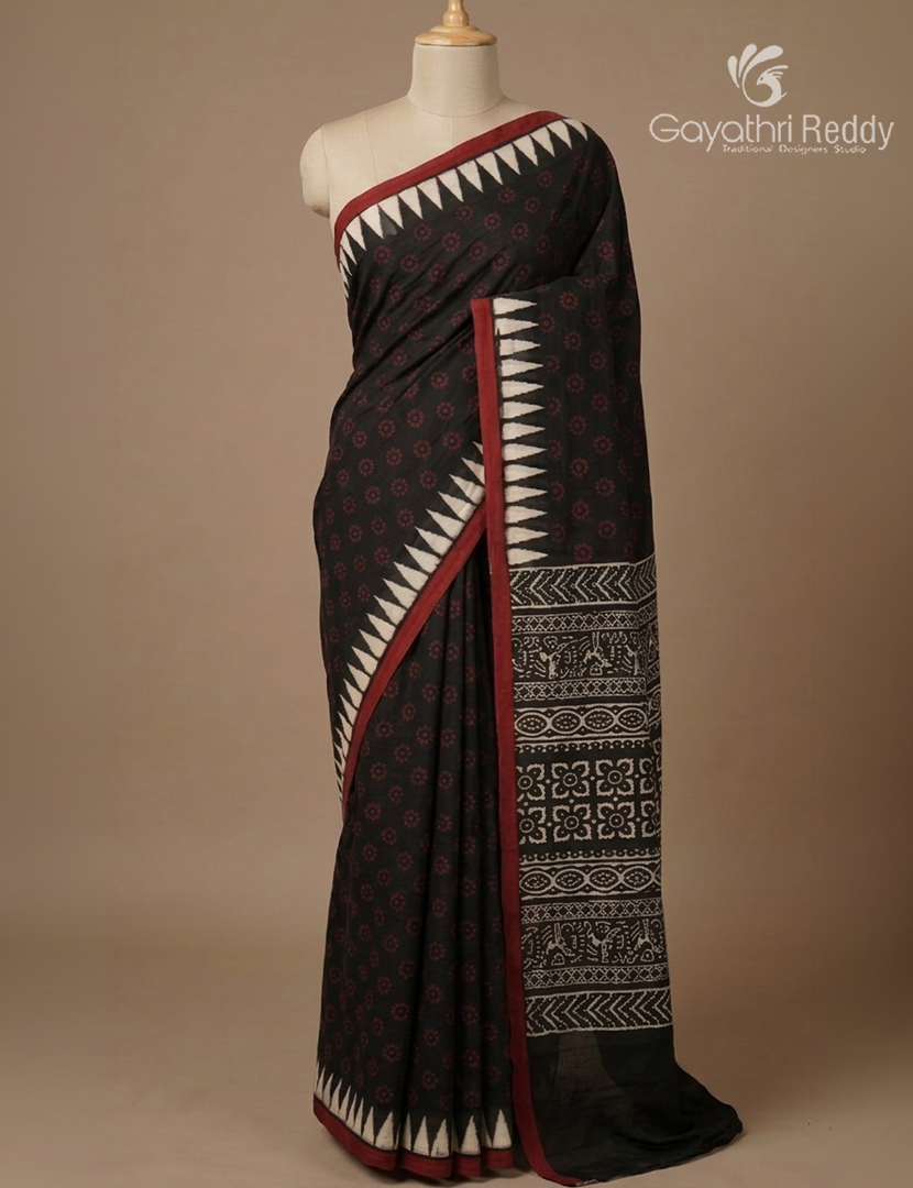 Vidharbha Cotton Saree in Black