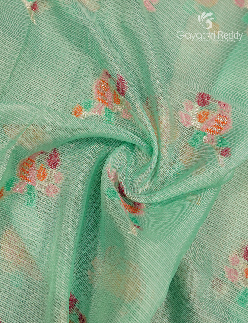 Banaras Kota Lehanga Set in Mint Green and Peach
