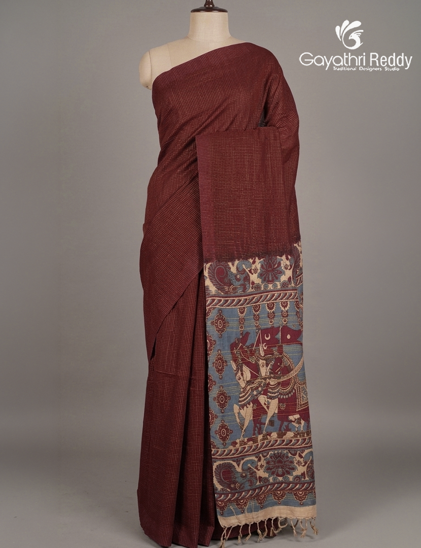 Pure Munga Silk Saree in Deep Brown