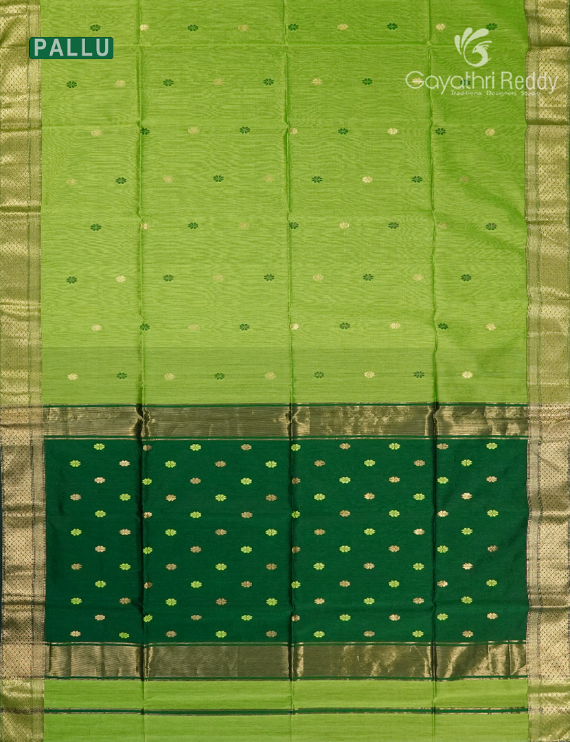 Pure Chanderi Sico Saree in Pista green and Dark Green